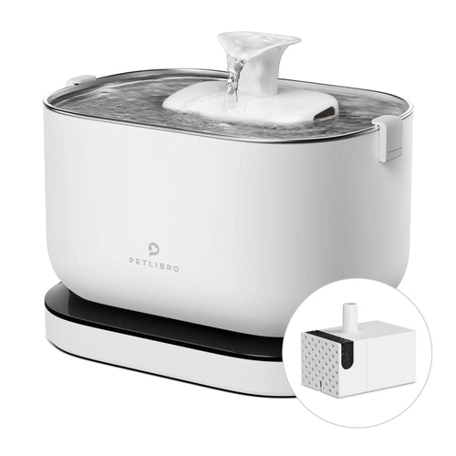 Cat Water Fountain,Wireless Pet Fountain Battery Operated,2.5L/84Oz Dockstream Automatic Dog Water Dispenser for Drinking with Quiet Pump inside Stainless Steel Tray Easy Clean Bpa-Free