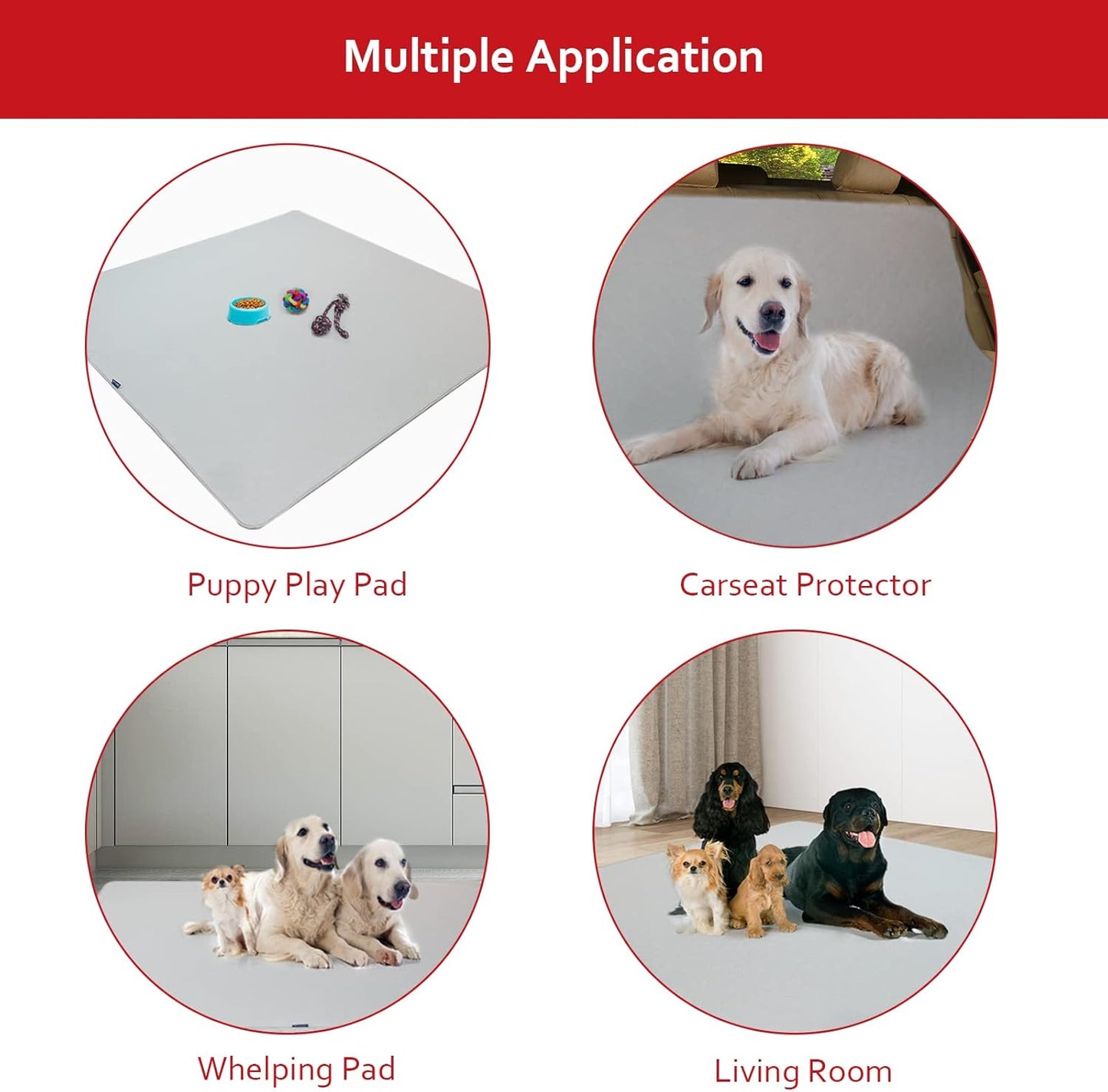 Washable Pee Pads for Dogs Extra Large, Reusable Quilted Dog Playpen Pads for Large Dogs, Non-Slip Whelping Pads, for Training, Travel, Whelping, Housebreaking, Incontinence, 65" X 48"