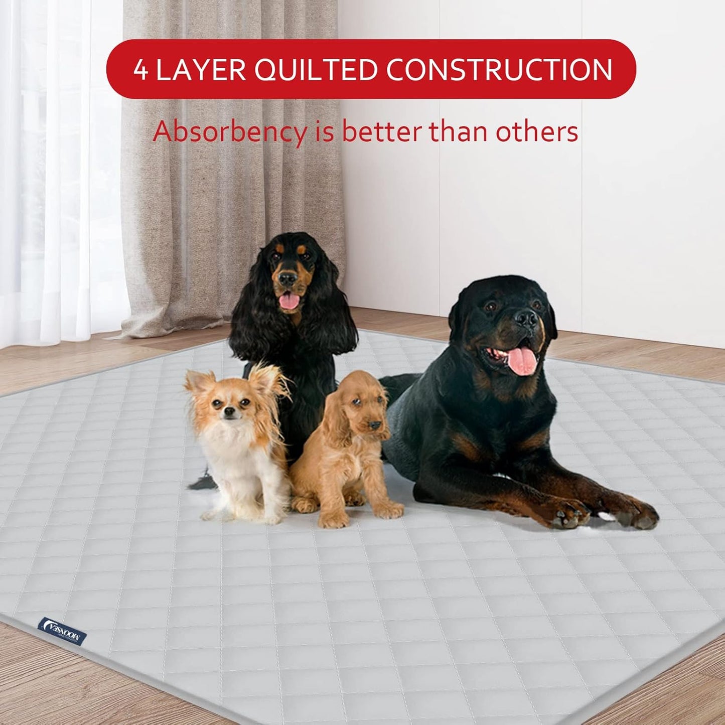 Washable Pee Pads for Dogs Extra Large, Reusable Quilted Dog Playpen Pads for Large Dogs, Non-Slip Whelping Pads, for Training, Travel, Whelping, Housebreaking, Incontinence, 65" X 48"