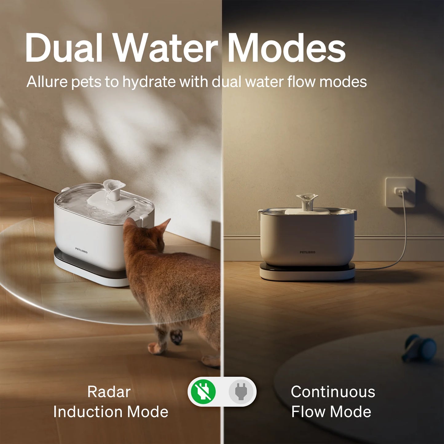 Cat Water Fountain,Wireless Pet Fountain Battery Operated,2.5L/84Oz Dockstream Automatic Dog Water Dispenser for Drinking with Quiet Pump inside Stainless Steel Tray Easy Clean Bpa-Free