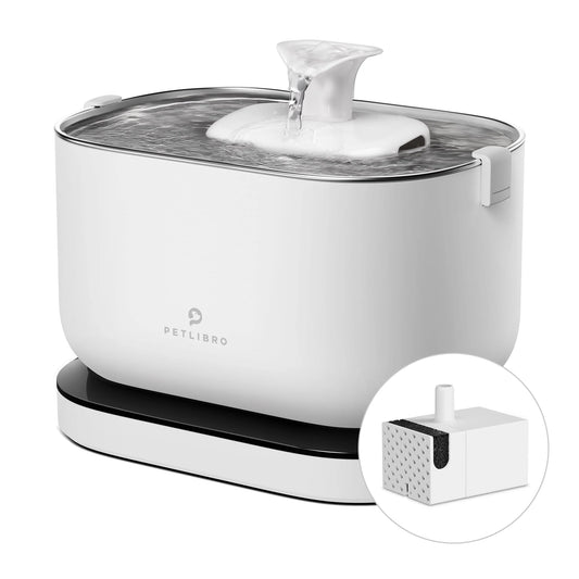 Cat Water Fountain,Wireless Pet Fountain Battery Operated,2.5L/84Oz Dockstream Automatic Dog Water Dispenser for Drinking with Quiet Pump inside Stainless Steel Tray Easy Clean Bpa-Free
