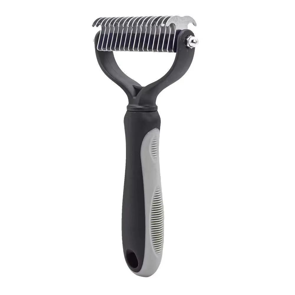 Pet Deshedding Brush Double Sided Pet Grooming Tool for Shedding and Dematting - Stainless Steel Dog Comb with Effective Results