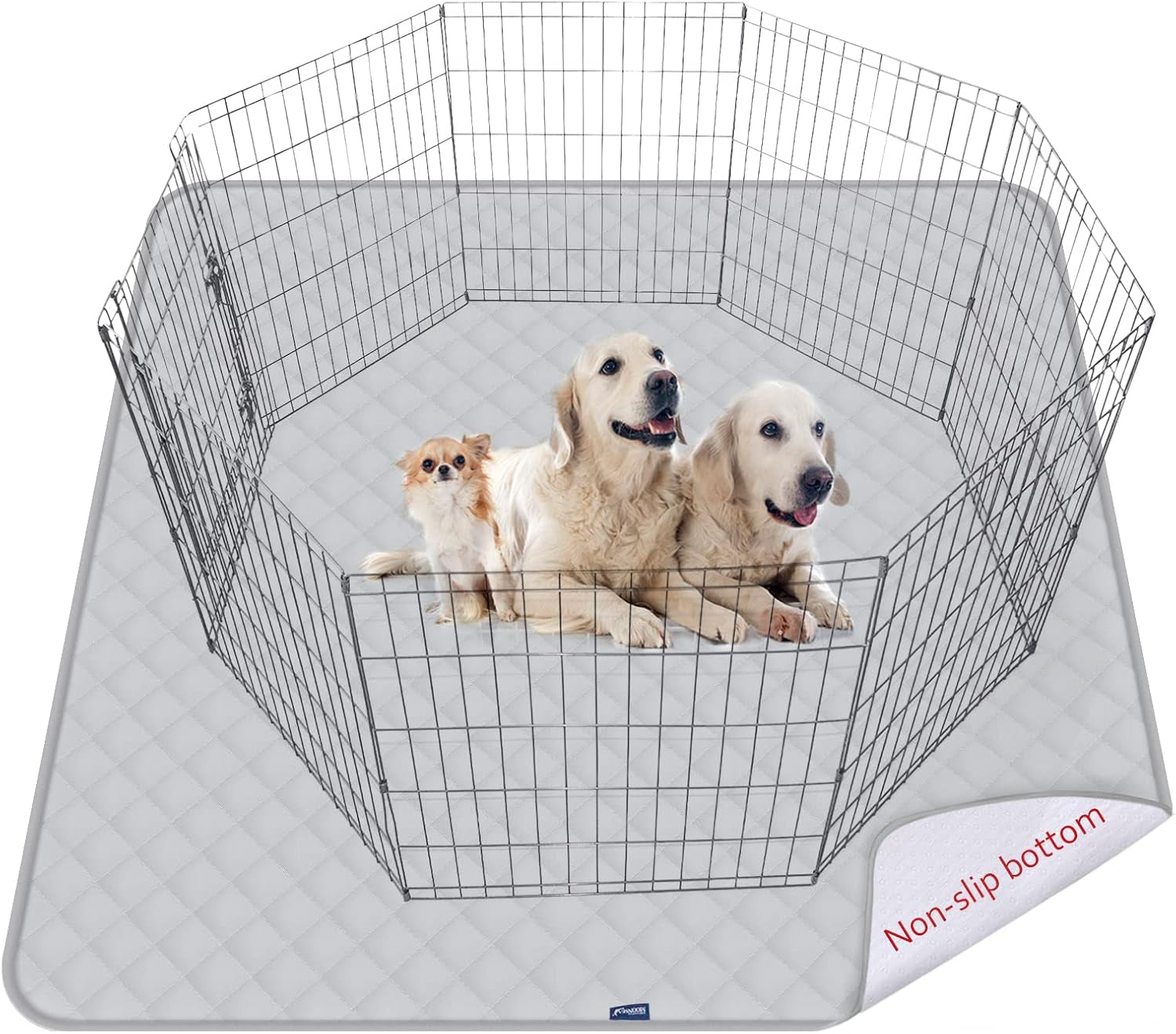 Washable Pee Pads for Dogs Extra Large, Reusable Quilted Dog Playpen Pads for Large Dogs, Non-Slip Whelping Pads, for Training, Travel, Whelping, Housebreaking, Incontinence, 65" X 48"