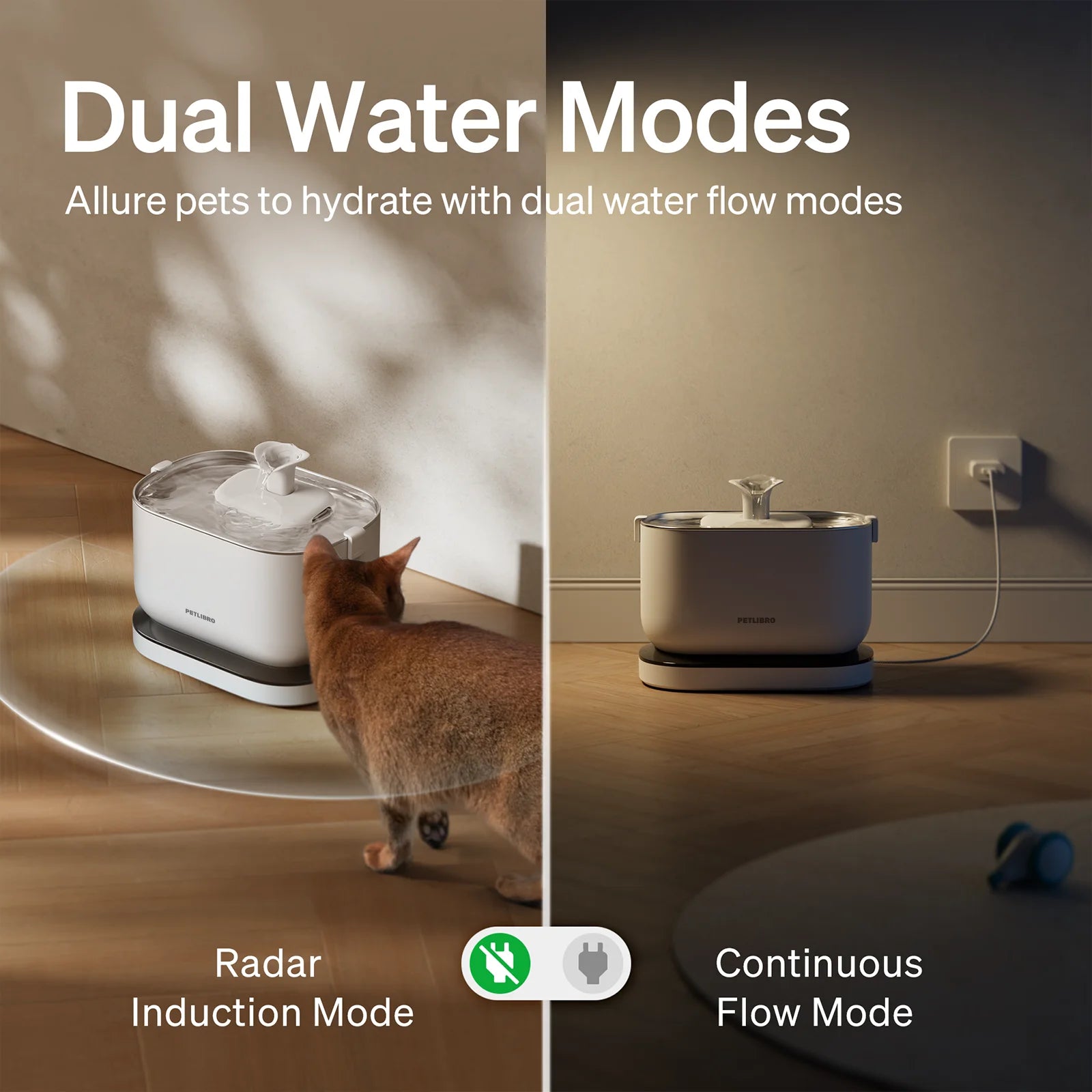 Cat Water Fountain,Wireless Pet Fountain Battery Operated,2.5L/84Oz Dockstream Automatic Dog Water Dispenser for Drinking with Quiet Pump inside Stainless Steel Tray Easy Clean Bpa-Free