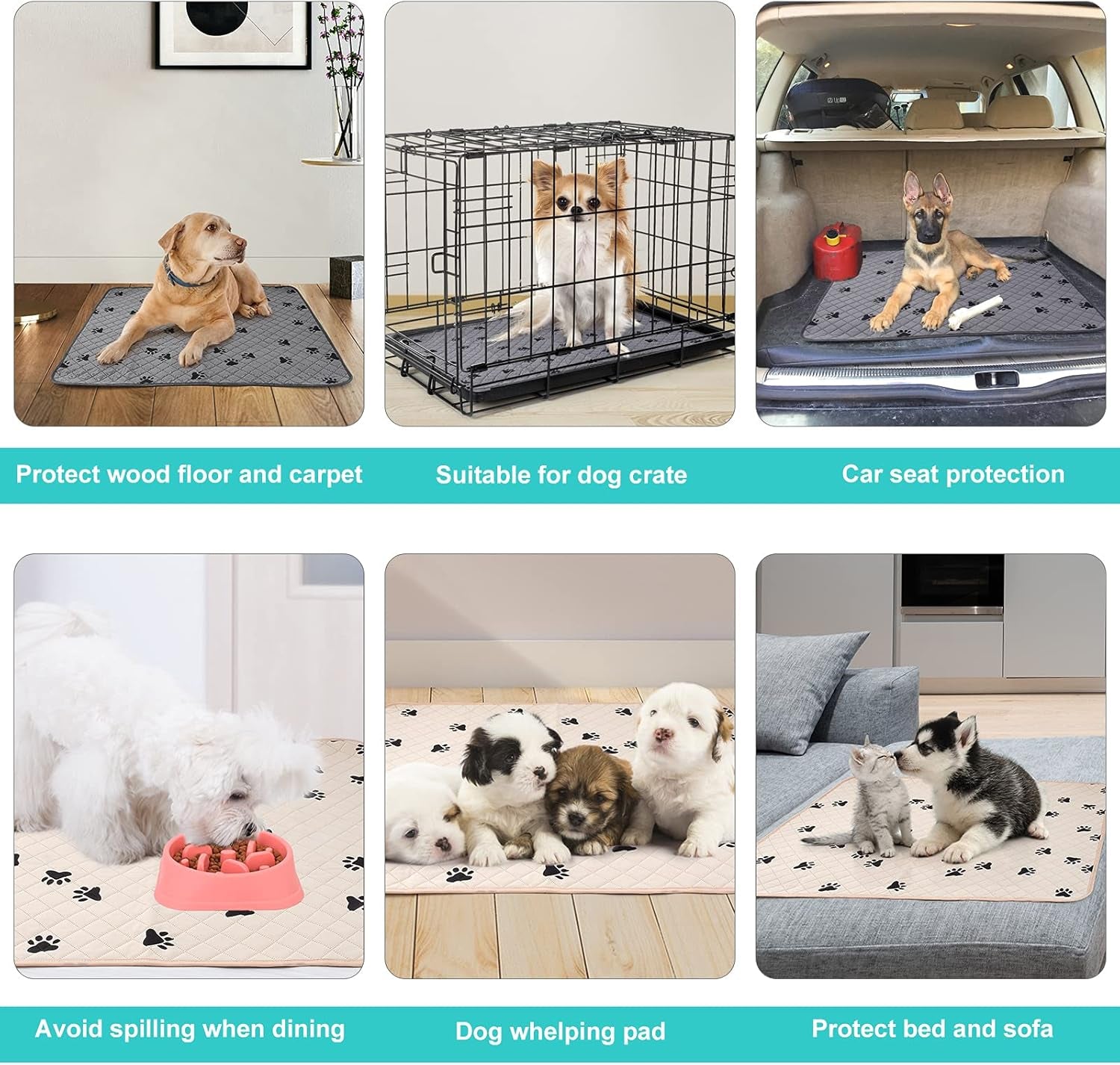 Washable Reusable Pee Pads for Dogs Training Super Absorption Leakproof Pads 2 Packs